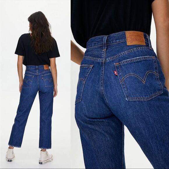 Levi's 501 Crop Straight Leg Distressed Jeans in Market Grammar Wash Sz 25 NWOT - Picture 14 of 14